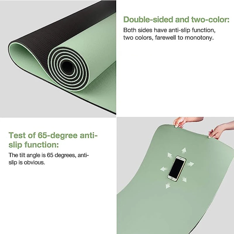 Thick Two-Color, Non-Slippery TPE Yoga Mat, High Quality Movement for Fitness Fitness in the Home of the Tasteless Pad180 * 57Cm