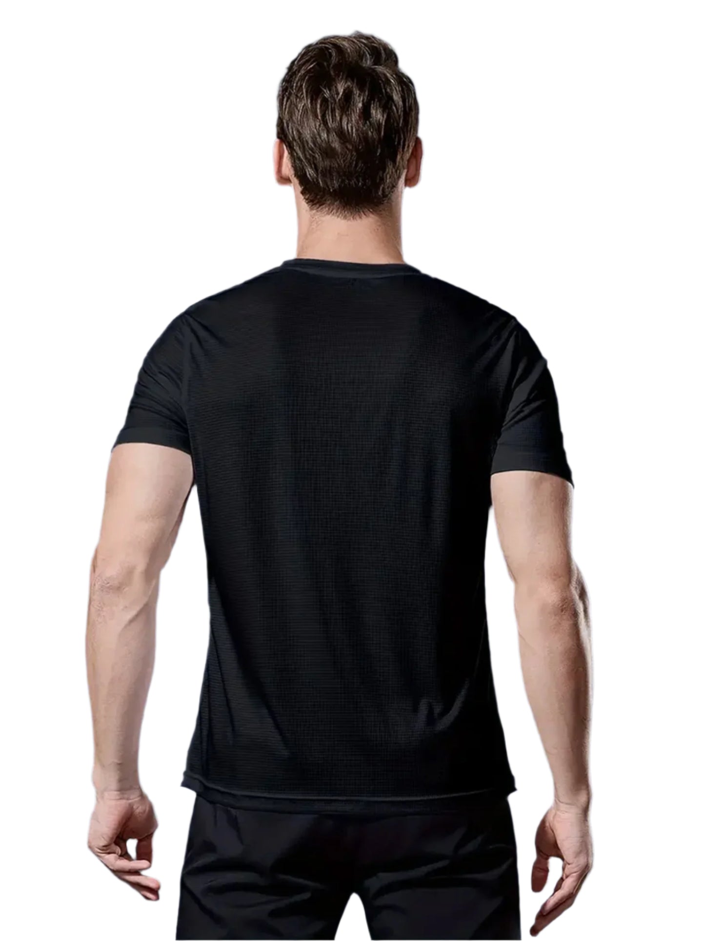 Round Neck T-Shirt 1 Piece Black Ultra-Light Men'S Quick Drying Breathable Sweat-Absorbent Shirt Suitable for Fitness Gym and Ru