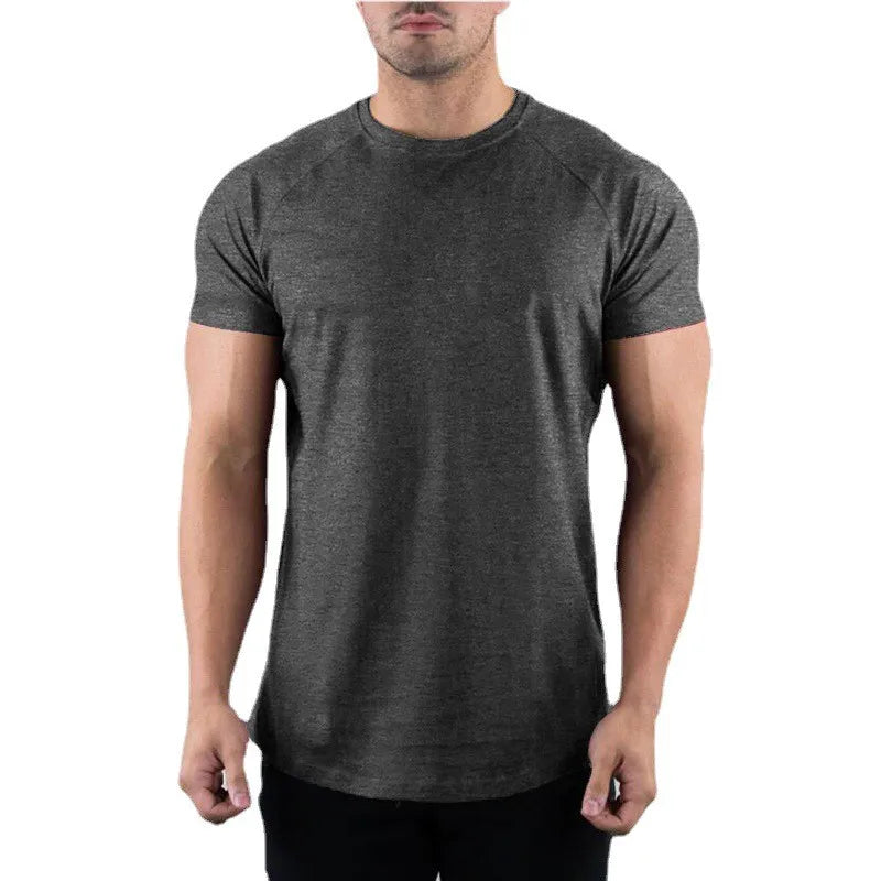 Plain Gym T-Shirt Men Summer Fitness Clothing O-Neck Short Sleeve T Shirt Cotton Slim Fit Tshirt Bodybuilding Workout Tees Tops