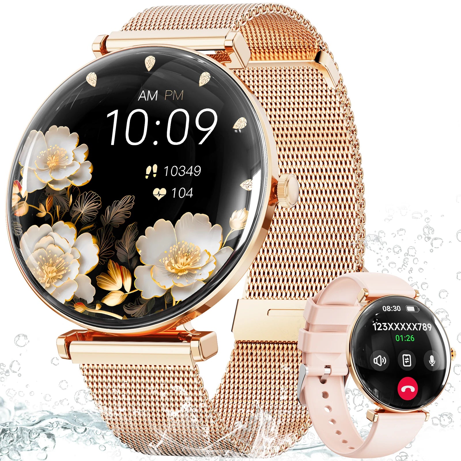 【 Amoled 】 2025 Women'S Smart Watch, 1.43 Hd Screen, Ip68 Waterproof Sports Fitness Watch, with Heart Rate, Suitable for Android