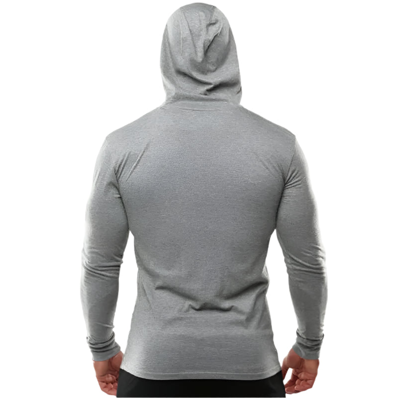 Solid Color Gym Clothing Long Sleeve Slim Fit Hooded T-Shirt Cotton Breathable Hoodie Mens Bodybuilding Fitness Muscle Sportwear