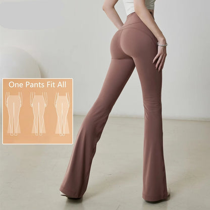 Yoga Pants Women Flare Leggings No T-Line Peach Butt Workout Leggings High Waist Scrunch Butt Gym Leggings Women Fashion Tights