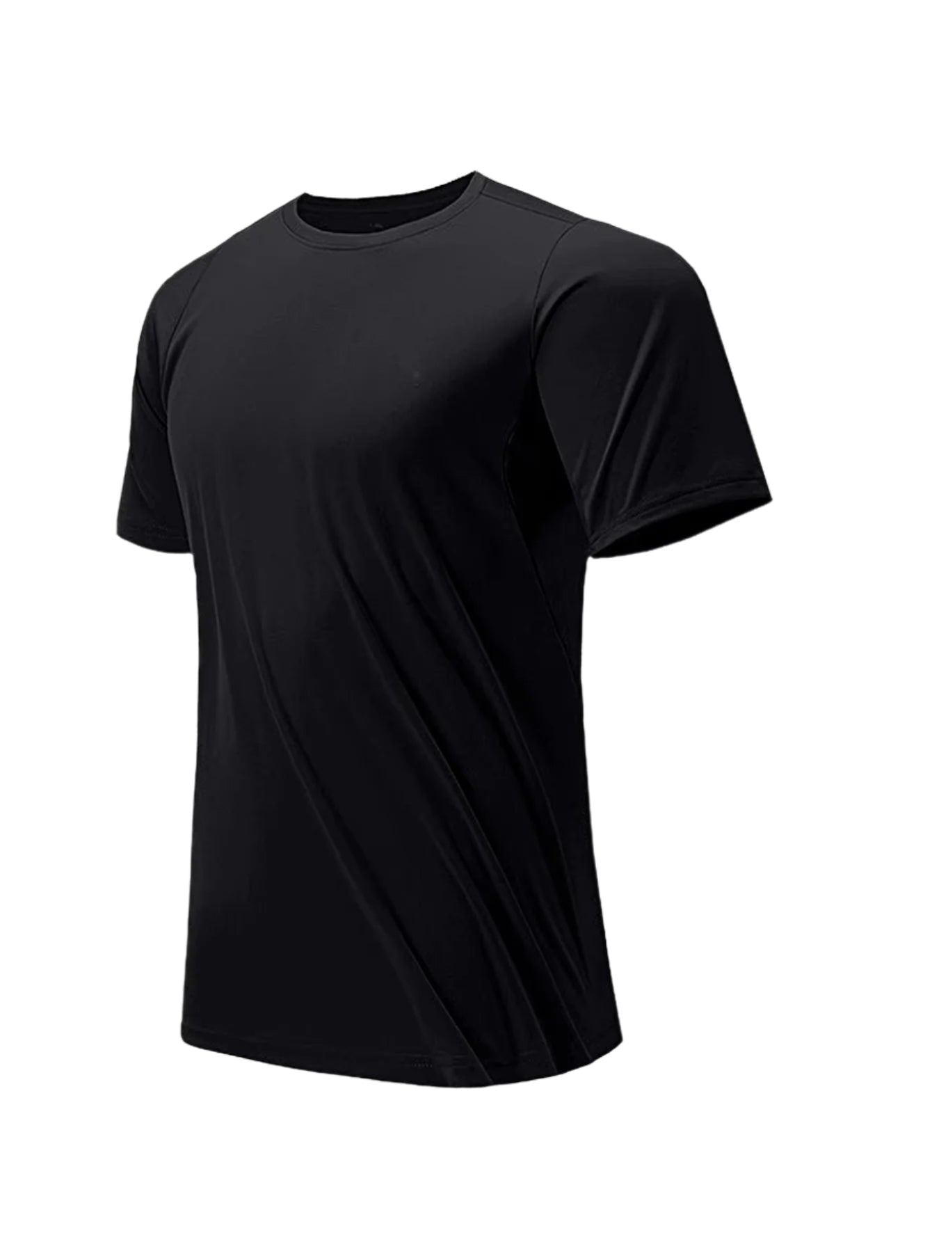 Round Neck T-Shirt 1 Piece Black Ultra-Light Men'S Quick Drying Breathable Sweat-Absorbent Shirt Suitable for Fitness Gym and Ru